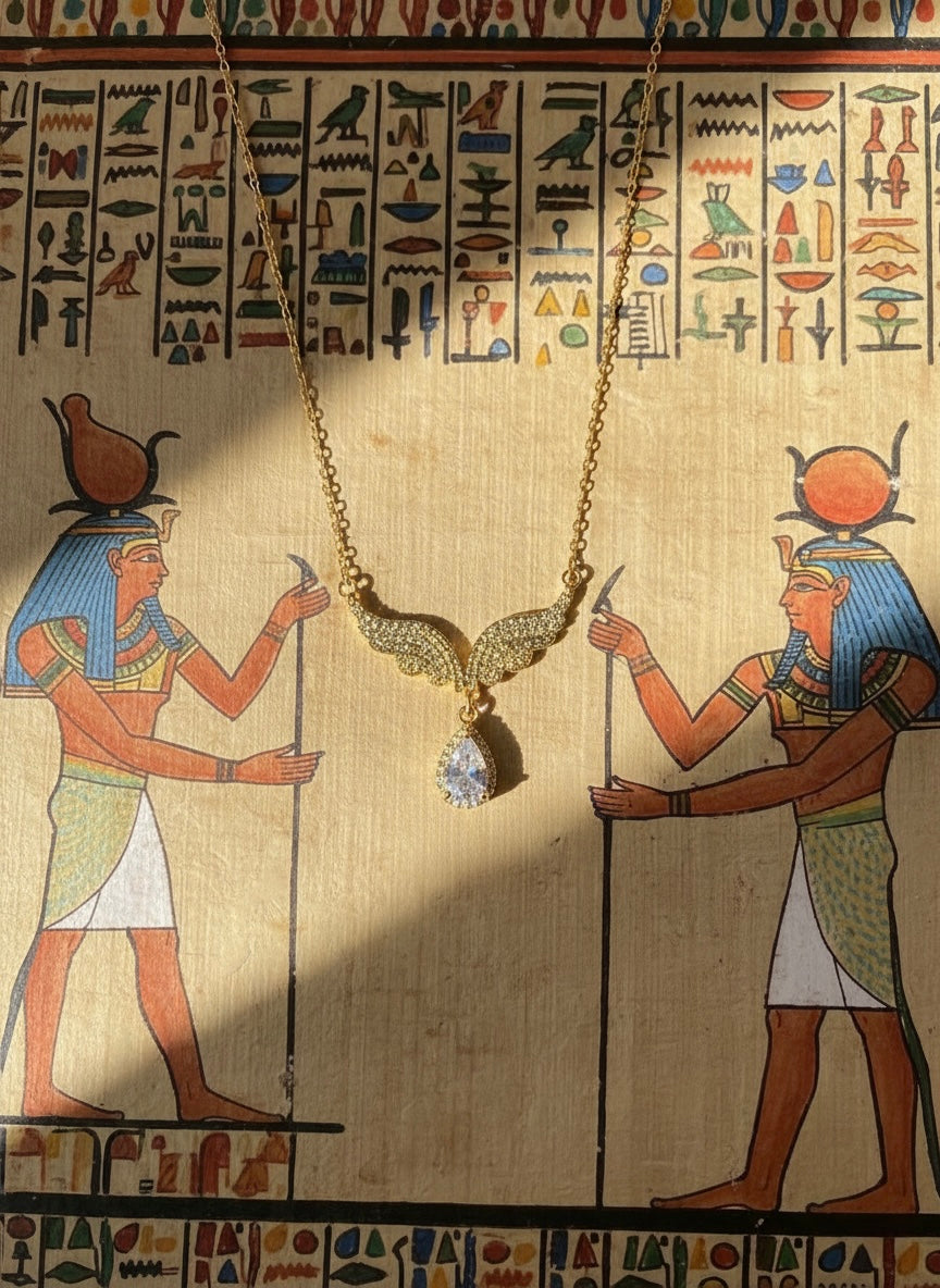 Guardian Angel Wings - Teardrop Zirconia Necklace