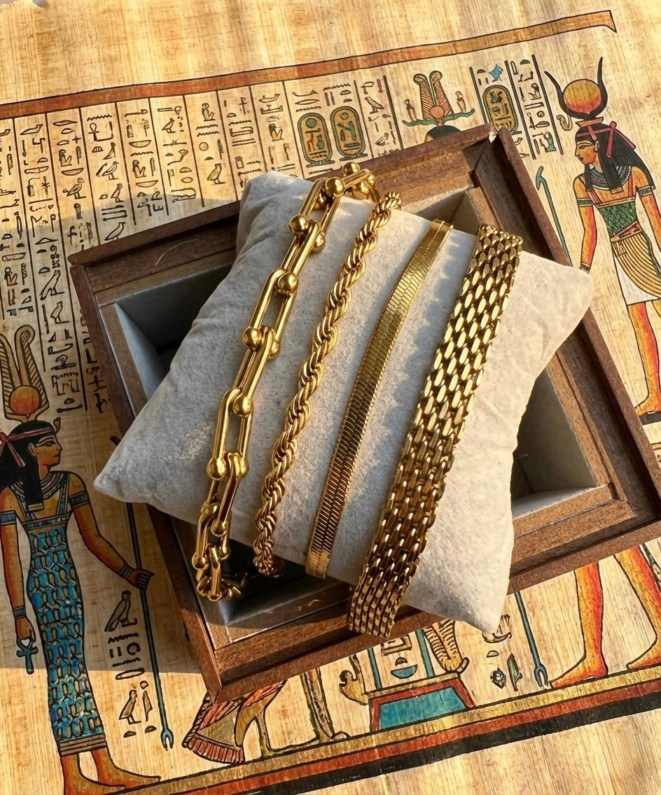 The 4-Piece Gold Stainless Steel Bracelet Stack