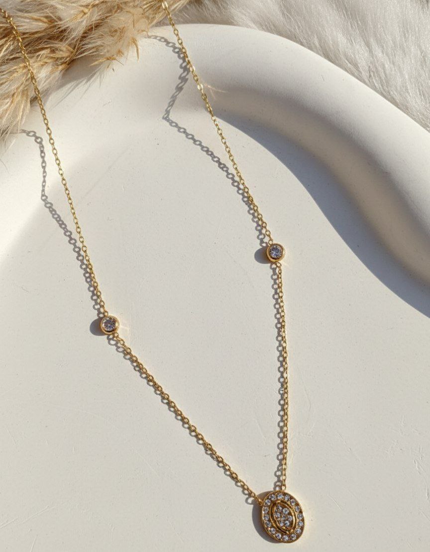 Elegant Oval Pavé Crystal Necklace