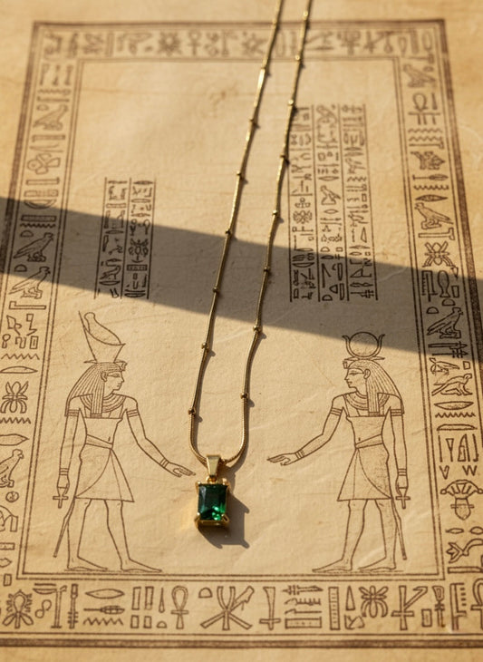 Royal Emerald Green Radiant-Cut Pendant Necklace