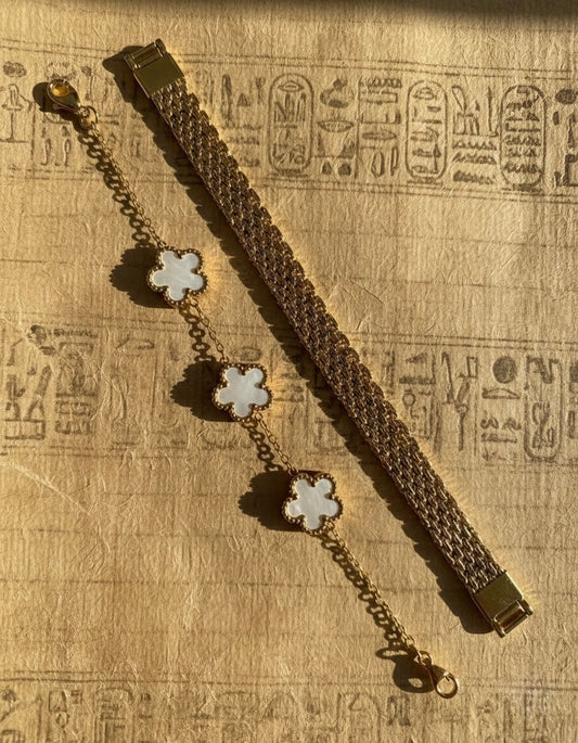 Pearl Clover Bracelet Set