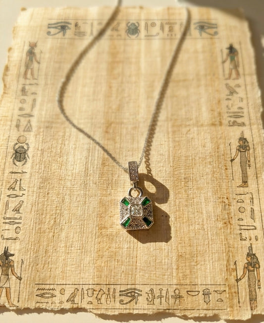 Royal Emerald Square Pendant Necklace