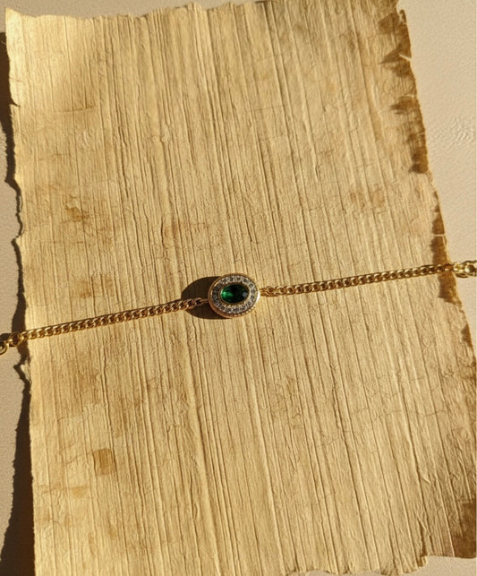 Elegant Emerald Green Crystal Oval Bracelet