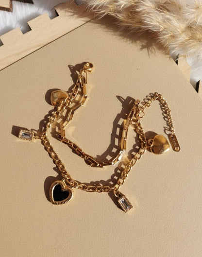 Charm Bracelet | Dual Layer Heart Design