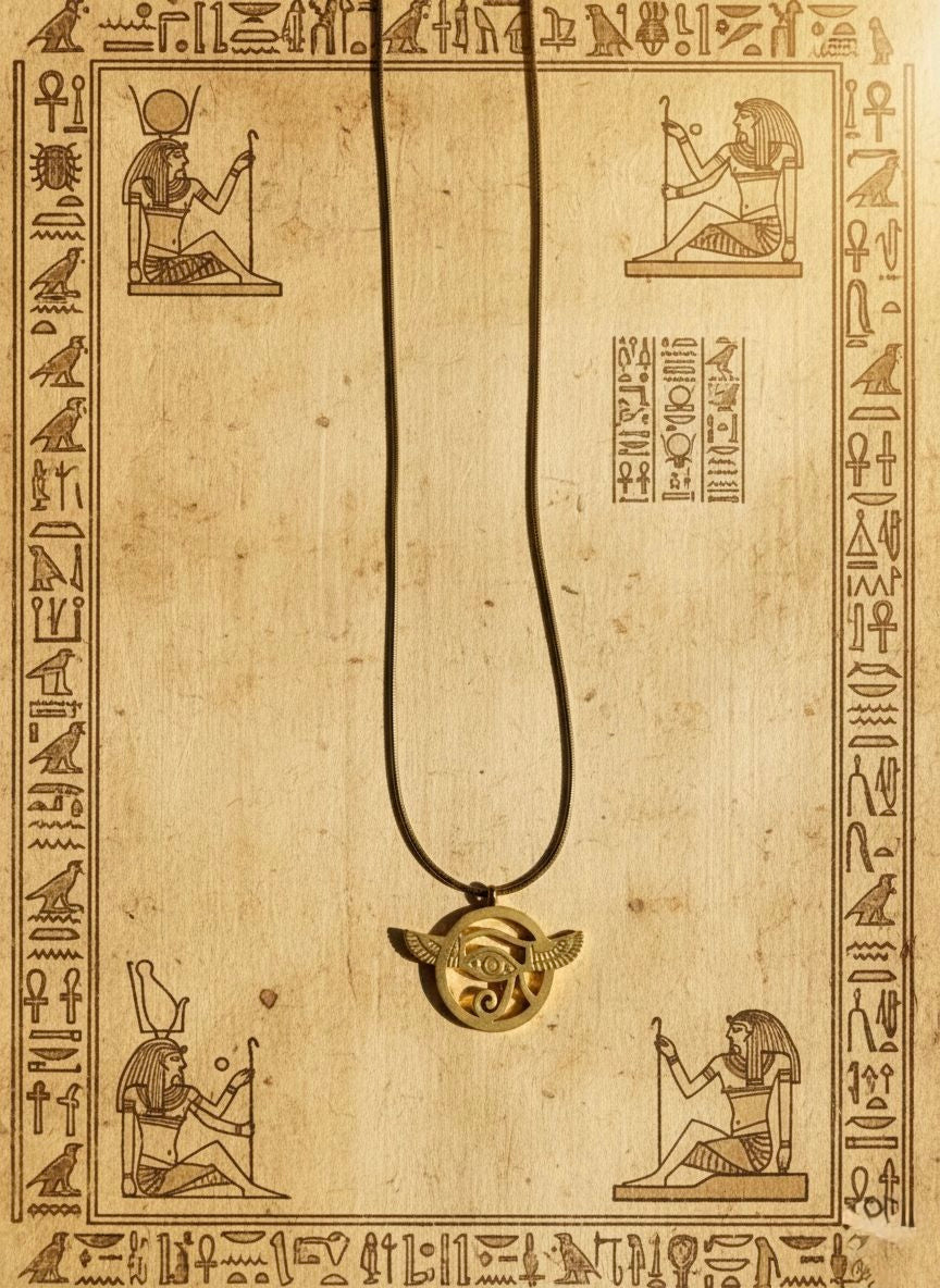 Winged Eye of Horus Pendant Necklace